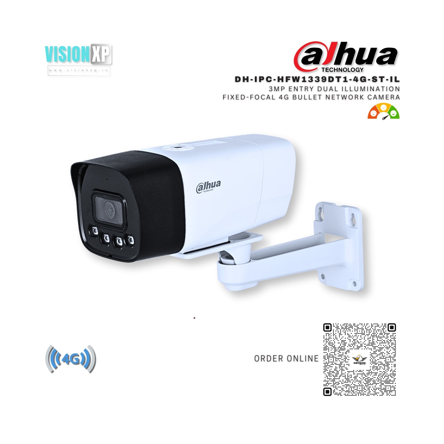 Dahua DH-IPC-HFW1339DT1-4G-ST-IL 3MP Dual Illumination 4G Camera Dahua DH-IPC-HFW1339DT1-4G-ST-IL 3MP Dual Illumination 4G Camera